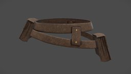 Steampunk Utility Belt steampunk, leather, medieval, brown, combat, belt, utility, pbr, low, poly, female, male