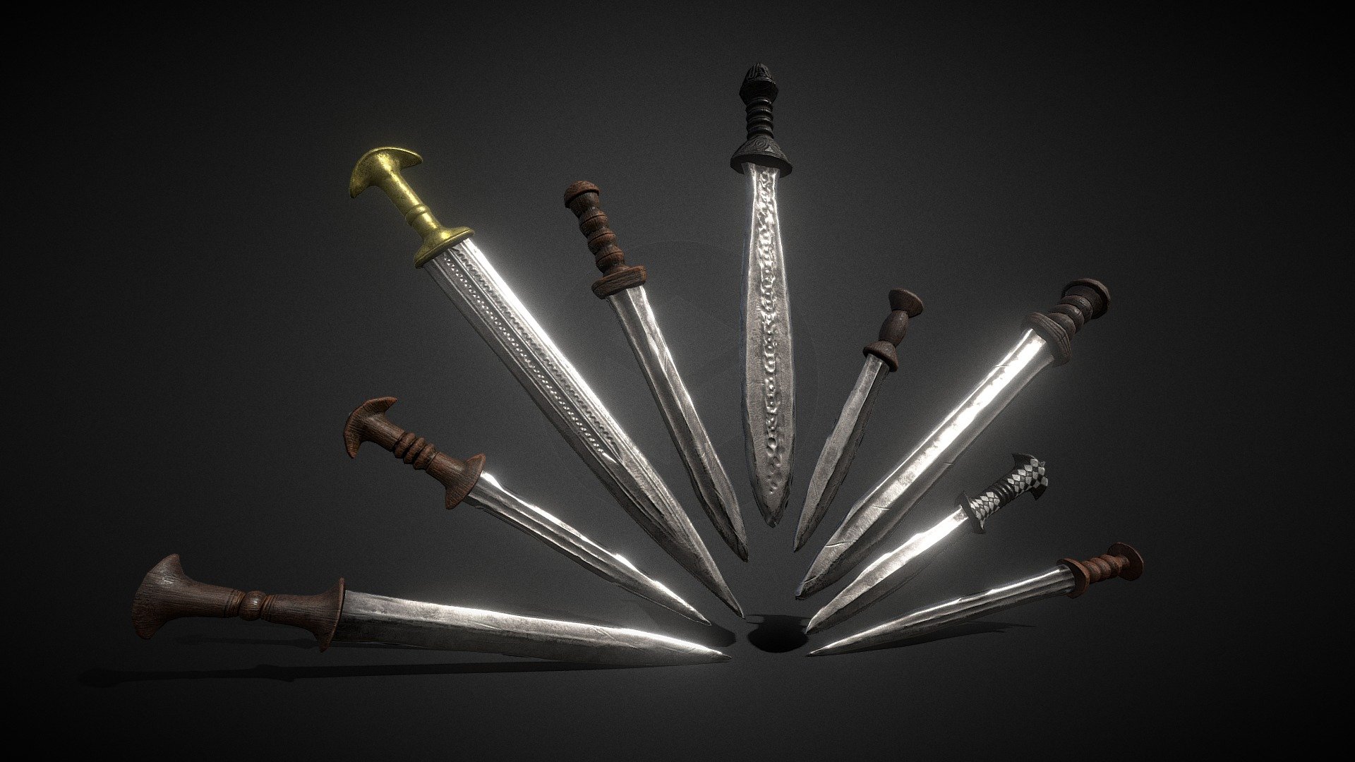 Daggers of the Middle Ages, 1 PBR Texture Atlas 2k - daggers - 3D model by zilbeerman 3d model