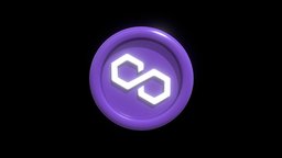 Polygon or MATIC Purple Coin with Cartoon Style virtual, coin, money, bitcoin, investment, matic, cryptocurrency, blockchain, nft, sci-fi, technology, polygon