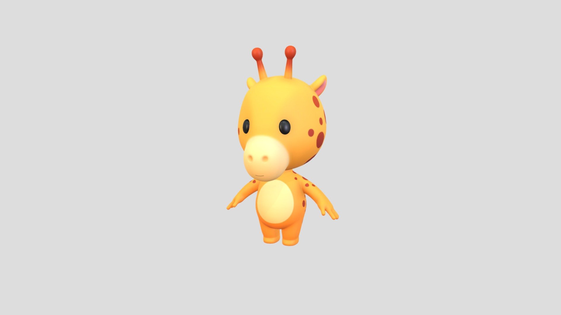 Giraffe Character 3d model.      
    


File Format      
 
- 3ds max 2021  
 
- FBX  
 
- OBJ  
    


Clean topology    

No Rig                          

Non-overlapping unwrapped UVs        
 


PNG texture               

2048x2048                


- Base Color                        

- Normal                            

- Roughness                         



3,224 polygons                          

3,252 vertexs                          
 - Character189 Giraffe - Buy Royalty Free 3D model by BaluCG 3d model