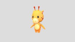 Character189 Giraffe toon, cute, little, baby, kid, toy, mascot, giraffe, doll, mammal, zoo, safari, head, character, cartoon, animal, noai