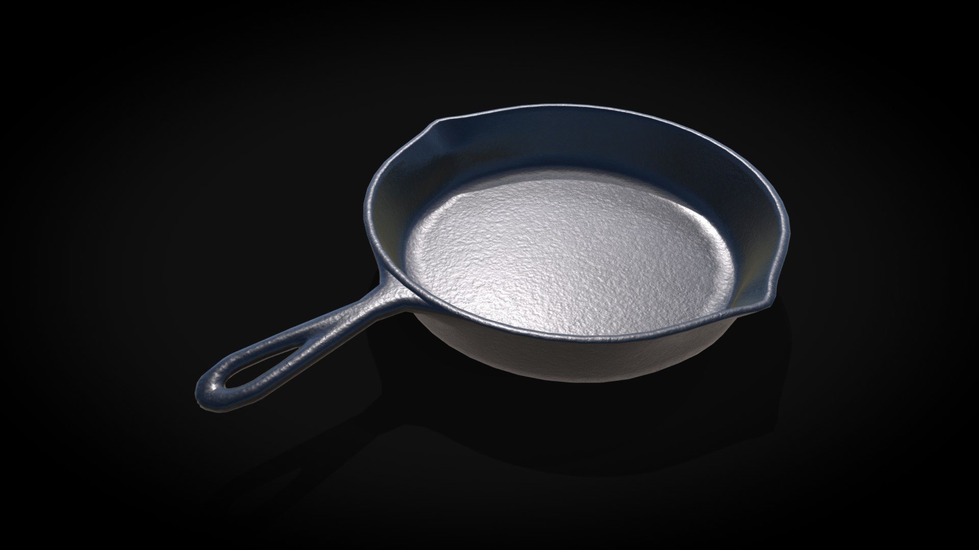 Iron frying pan with 2k texture, mid poly count 3d model