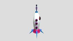 3d model of Cartoon Rocket rocket, low-poly-model, pbr-texturing, pbr-game-ready, lowpoly