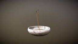Insense Bowl bowl, realistic, substancepainter, substance, gameasset, temple, insense