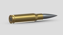 Bullet .308 rifle, action, army, bullet, ammo, firearms, explosive, automatic, realistic, pistol, sniper, auto, cartridge, weaponry, express, caliber, munitions, weapon, asset, game, 3d, pbr, low, poly, military, shotgun, gun, colt