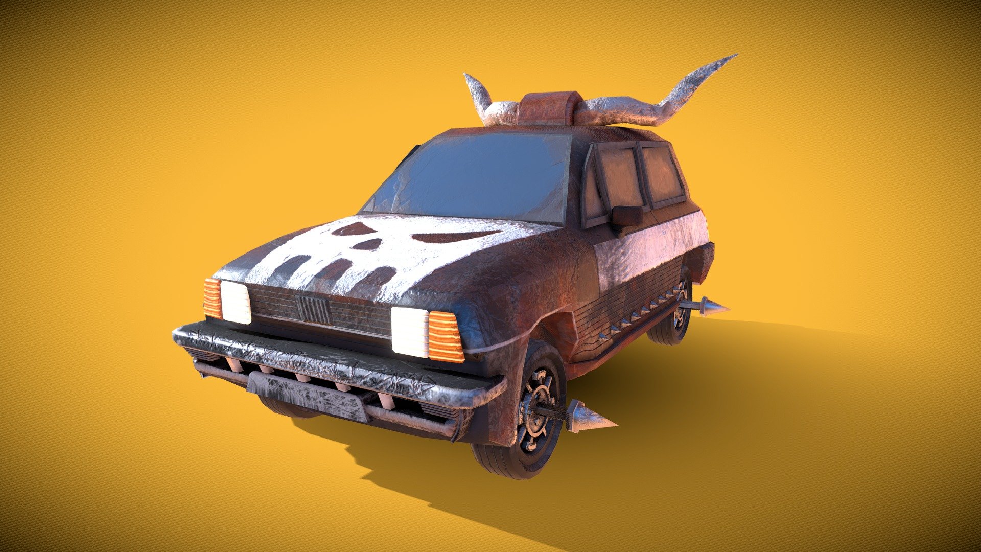 Lowpoly model for videogames.
A vehicle made to survive in a post apocalyptic world, with style 3d model