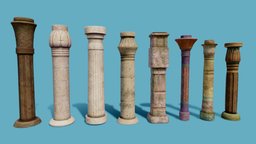 Egyptian Columns archeology, egypt, architect, artifact, columns, old, imperium, game-asset, egyptology, egyptian-culture, art