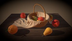 fruit basket still, fruit, orange, life, basket, set, composition, apples, clothes, wicker, fabric, woodplanks, drapery, woodsurface