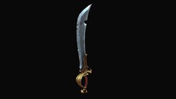 Only color Stylized Pirate Sword shadeless, allegorithmic, albedo, wowweapon, nometalic, weapon, substance-painter, sword, pirate, stylized