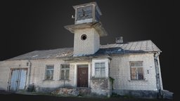 Brick Building with Tower tower, abandoned, watchtower, brick, soviet, bricks, russia, old, latvia, photoscan, photogrammetry, 3d, scan, building