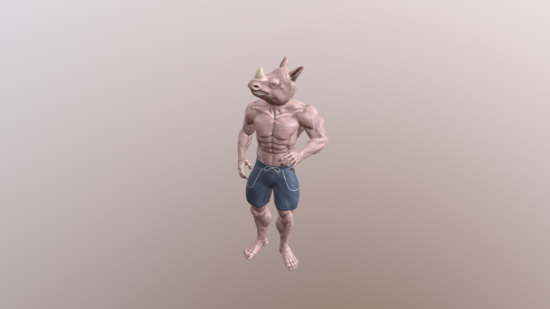 Stylized humanoid rhino - Mister Rhino - 3D model by n-middle 3d model