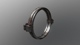 Freebie clamp, prop, rusty, pipes, grunge, old, game, scifi