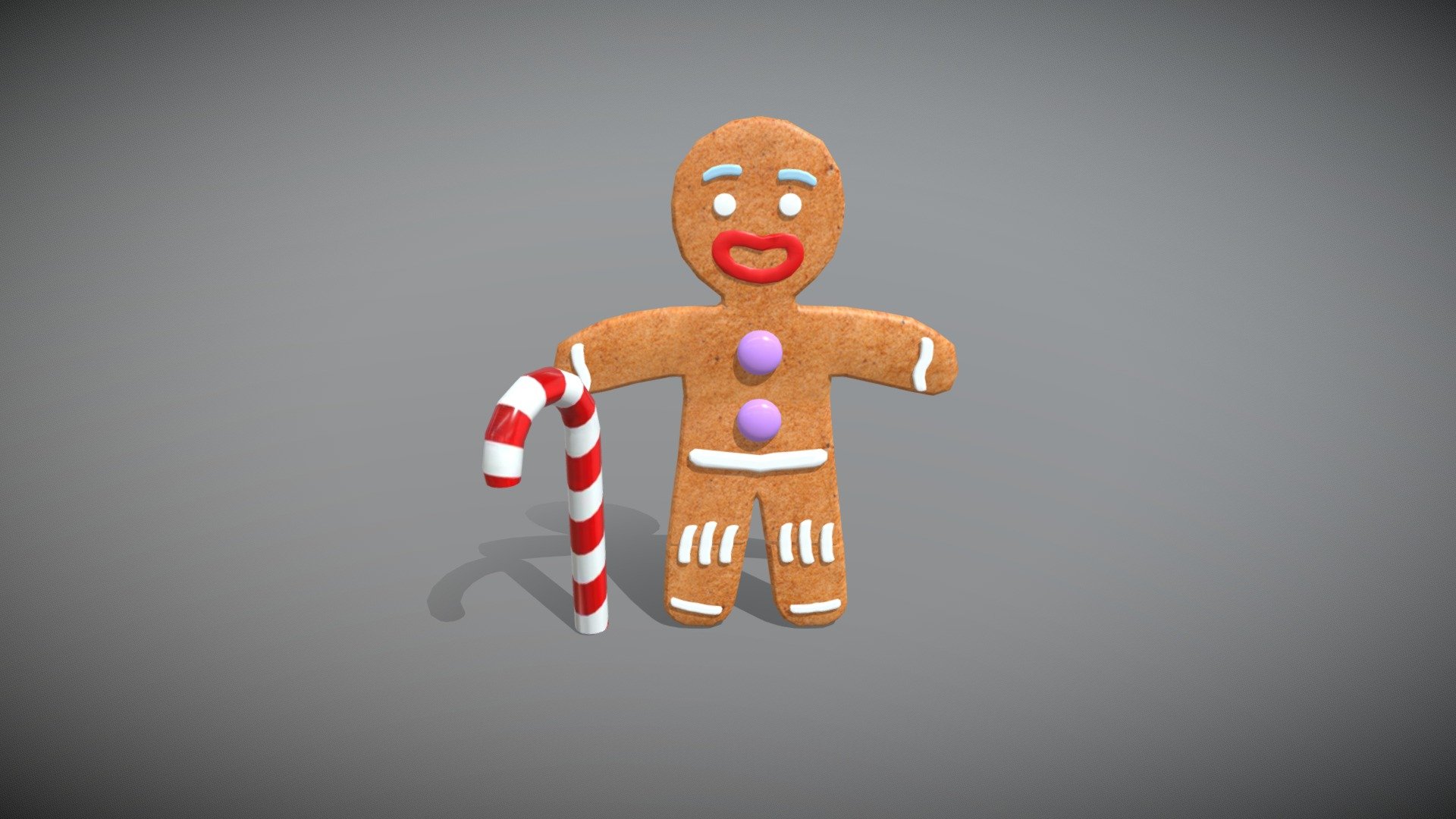 This is a Christmas Gingerbread man broken legs 3D model. It is in low poly model. It is made in Autodesk Maya 2018 and texturized with uvs, iluminated and rendered in Arnold 2018. This model can be used for any type of work as: low poly or high poly project, videogame, render, video, animation, film…This is perfect to use it as decoration in a Christmas Scene or for a CHristmas postcard image with other foods or candies… Also you can use it to 3D printing.

This contains a .fbx and all the textures.

I hope you like it, if you have any doubt or any question about it contact me without any problem! I will help you as soon as possible, if you like it I will aprecciate if you could give your personal review! Thanks! - Christmas Gingerbread Man Broken Legs With Candy - Buy Royalty Free 3D model by Ainaritxu14 3d model