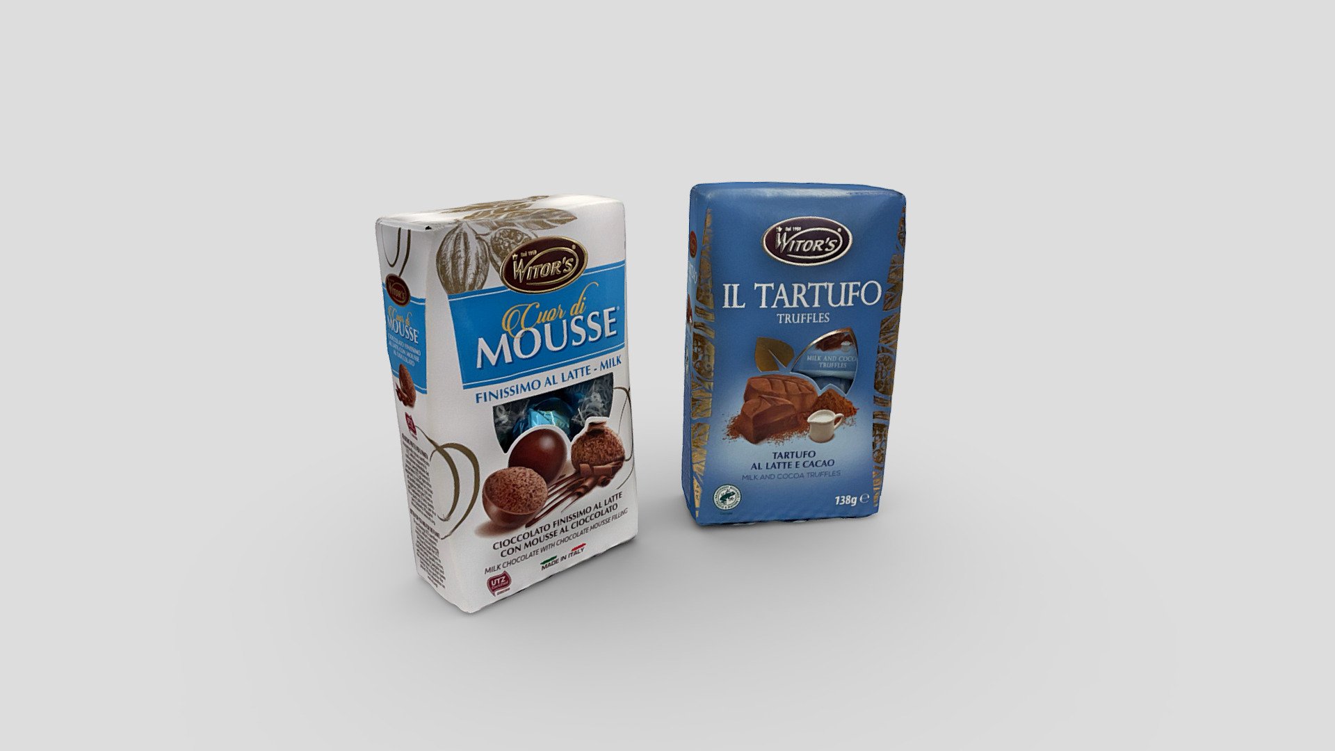 Two Italian chocolate packages scanned in 4K! The textures look beautiful and even the transparent front window was captured nicely! - Italian Chocolates - Download Free 3D model by Qlone 3d model