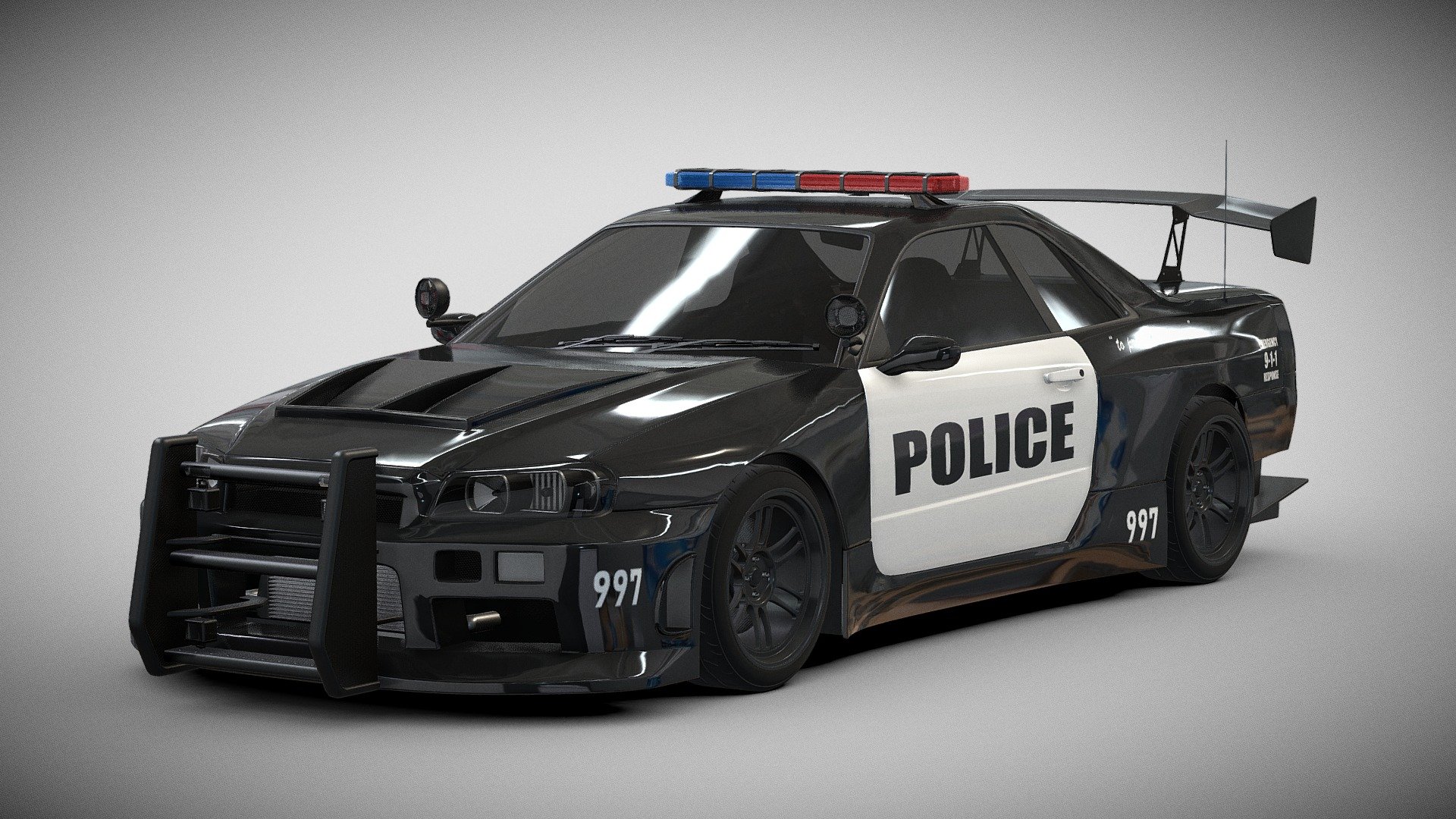 In this model, I tried to mix Japanese and American car culture. By making Japanese cars into American police cars.

And I added police accessories to my Nissan Skyline GT-R R34 3D model that I made last time.

And here are the results.

Car render
 - Nissan Skyline GT-R R34 Police Car - Buy Royalty Free 3D model by Naudaff3D 3d model
