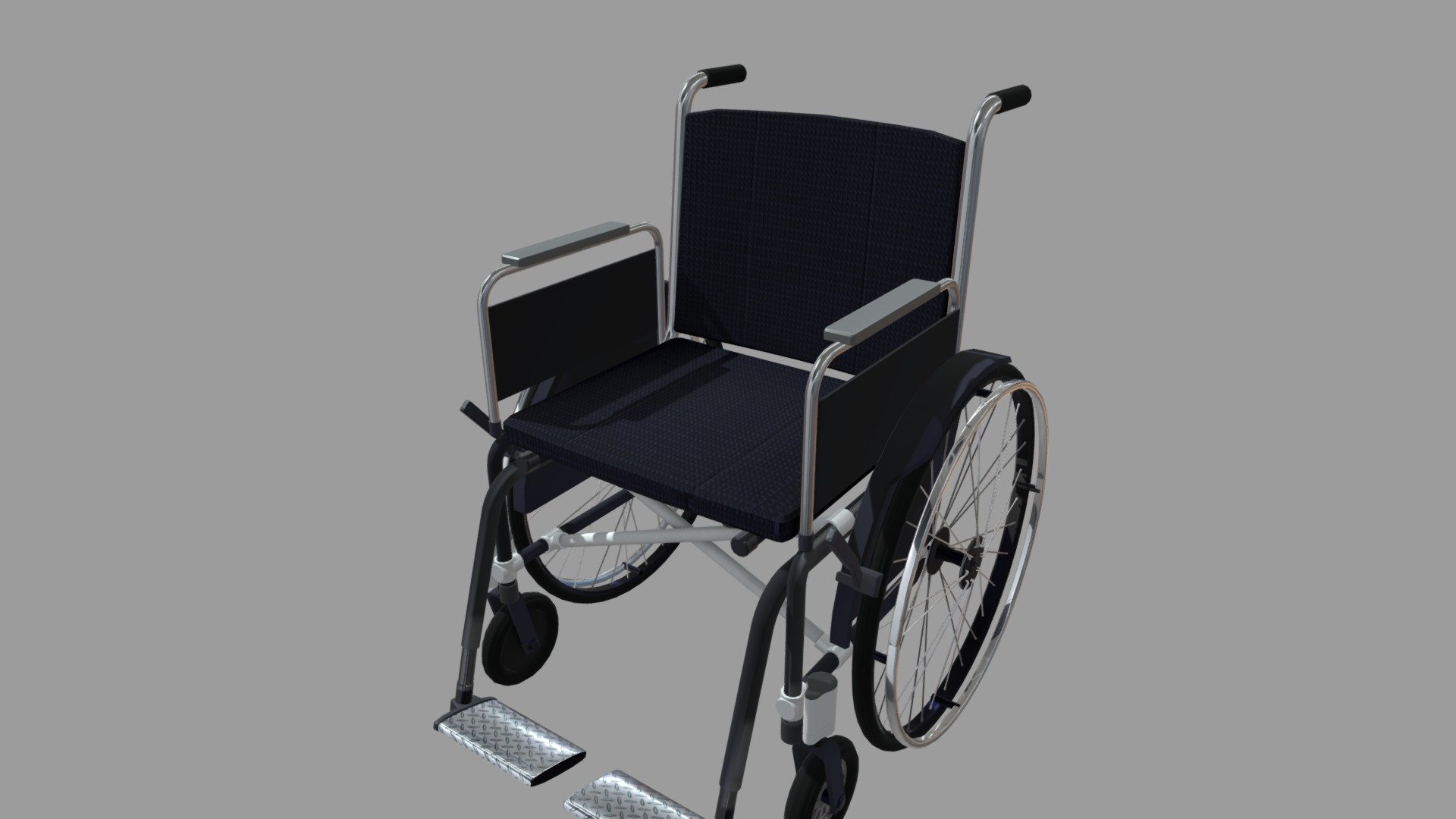 Model of a traditional folding wheelchair for a Unity simulation project.   Modeled in Maya.   Textures created and baked out of Substance painter - Wheelchair - 3D model by jonalbertson 3d model
