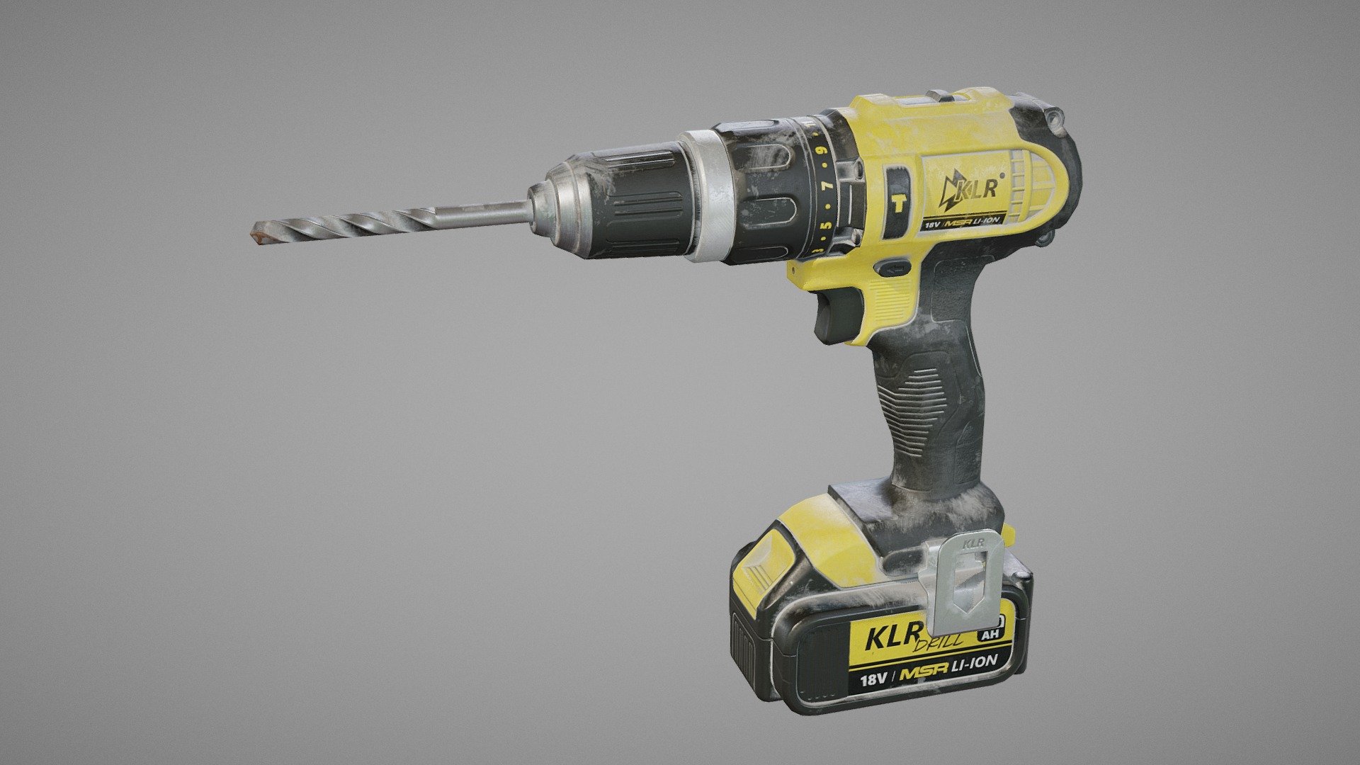Game Ready Electric Drill: 2300 tris; 2241 verts; 1x4096x4096 texture; Albedo, Metal/Gloss, Normal, Ambient Occlusion 3d model