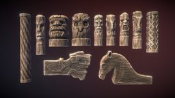 Wooden statues sculptures, statues, unity, unity3d