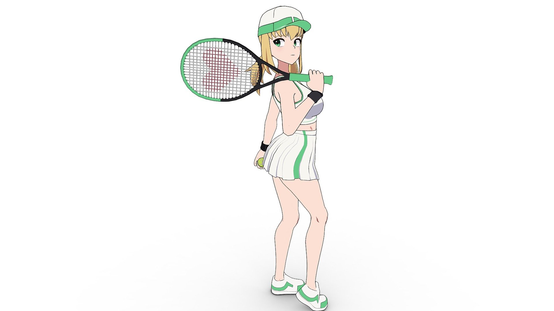 Step into the vibrant world of tennis with this intriguing anime girl. With her racket in hand and determination in her eyes, she challenges conventions and immerses herself in the universe of the sport. Explore every curve of her captivating smile and every graceful movement as she dominates the court. Let yourself be enveloped by the mystery that permeates her steps and discover the secrets behind her passion for the game. This 3D creation brings to life the contagious energy of tennis as you unravel the mysteries behind the anime girl and her world of rackets.

Tennis Assets

Image Gallery[+18]: Link

Video Demo[+18]: Link 

Contains :




Texture

.Blend (Blender)

Rig face and body

Animations (Idle 1, idle 2, jump left, jump right, victory, defeat, hit right, hit left)

No Shader


 - Anime Girl - Tennis Game - Buy Royalty Free 3D model by LessaB3D 3d model