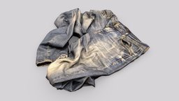 Scanned clothing: jeans bedroom, cloth, washing, prop, floor, realtime, clothes, pants, jeans, scanned, game-ready, props-game, photogrammetry, game, lowpoly, interior, clothing