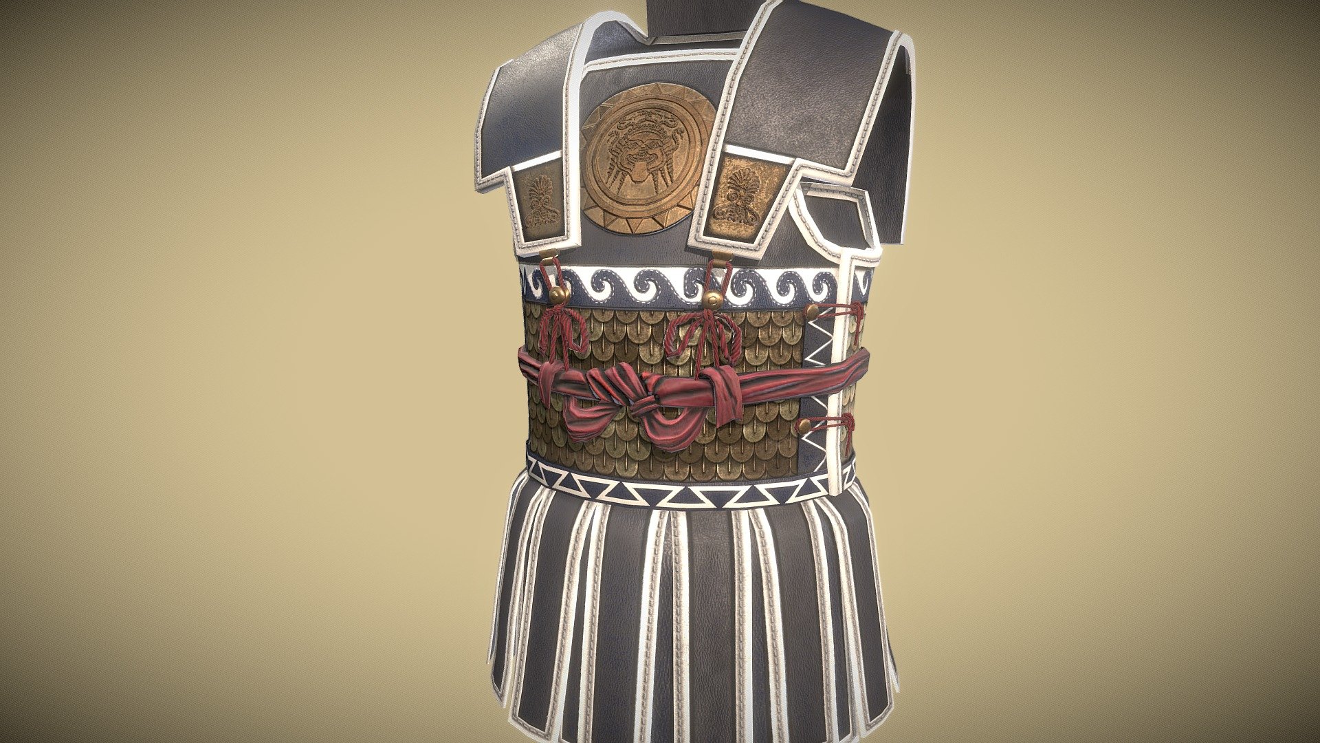 Low Poly reconstruction of the ancient greek armor of linen, or, linothorax. Created for the mod Imperium Surrectum for the game Rome TW: Remastered.

This was the very first project i made while actually understanding how the PBR textures interacts with each other. Speaking of textures, n this particular model were &ldquo;handmade
