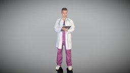 Male doctor standing with folder 419