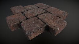 Rustic Pavers Set03 Low Poly | Eastern Red ancient, brick, block, walkway, path, gameobject, paver, substance-painter, stone, gameasset, environment