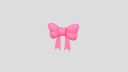 Cartoon Gift Bow object, toon, style, prop, bow, knot, item, decorative, gift, pink, tie, accessory, fabric, ribbon, cartoon, 3d, model