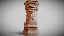 Ruin Pillar ruin, bake, baked, old, game-ready, substance, architecture, blender, lowpoly, substance-painter, stone