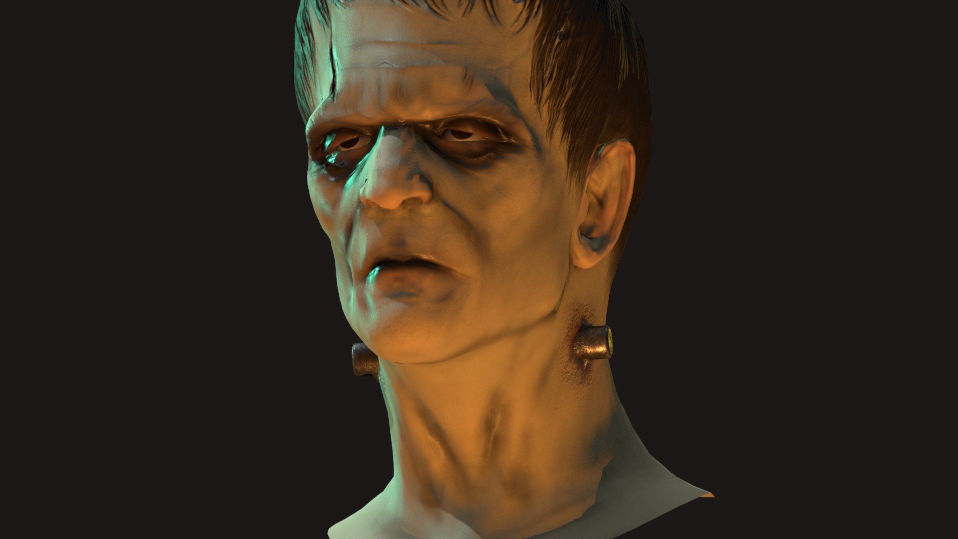 My attempt at a realistic, likeness bust of Boris Karloff as the Monster in 1931 Frankenstein. Focused on capturing the likeness of him while wearing the iconic Monster makeup. This bust was sculpted in ZBrush, retopolgized/UVs in Maya 2022, and finally textured in Substance Painter 3d model