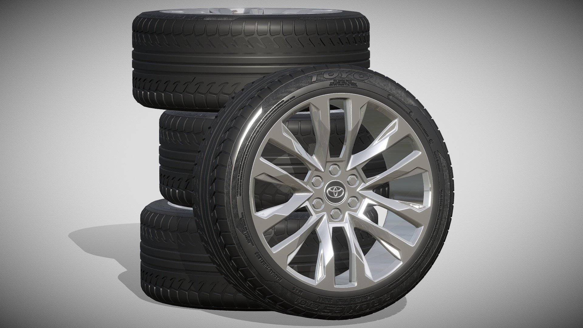 Toyota wheels

Clean geometry Light weight model, yet completely detailed for HI-Res renders. Use for movies, Advertisements or games

Corona render and materials

All textures include in *.rar files

Lighting setup is not included in the file! - Toyota wheels - Buy Royalty Free 3D model by zifir3d 3d model