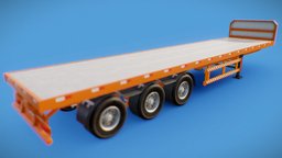 Semi Trailer Platform truck, platform, trailer, prop, transport, semi, industry, realistic, metaverse, vehicle, pbr, car, stylized