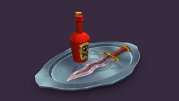 Assassin tools fantasy-gameasset, handpainted, dagger, noai