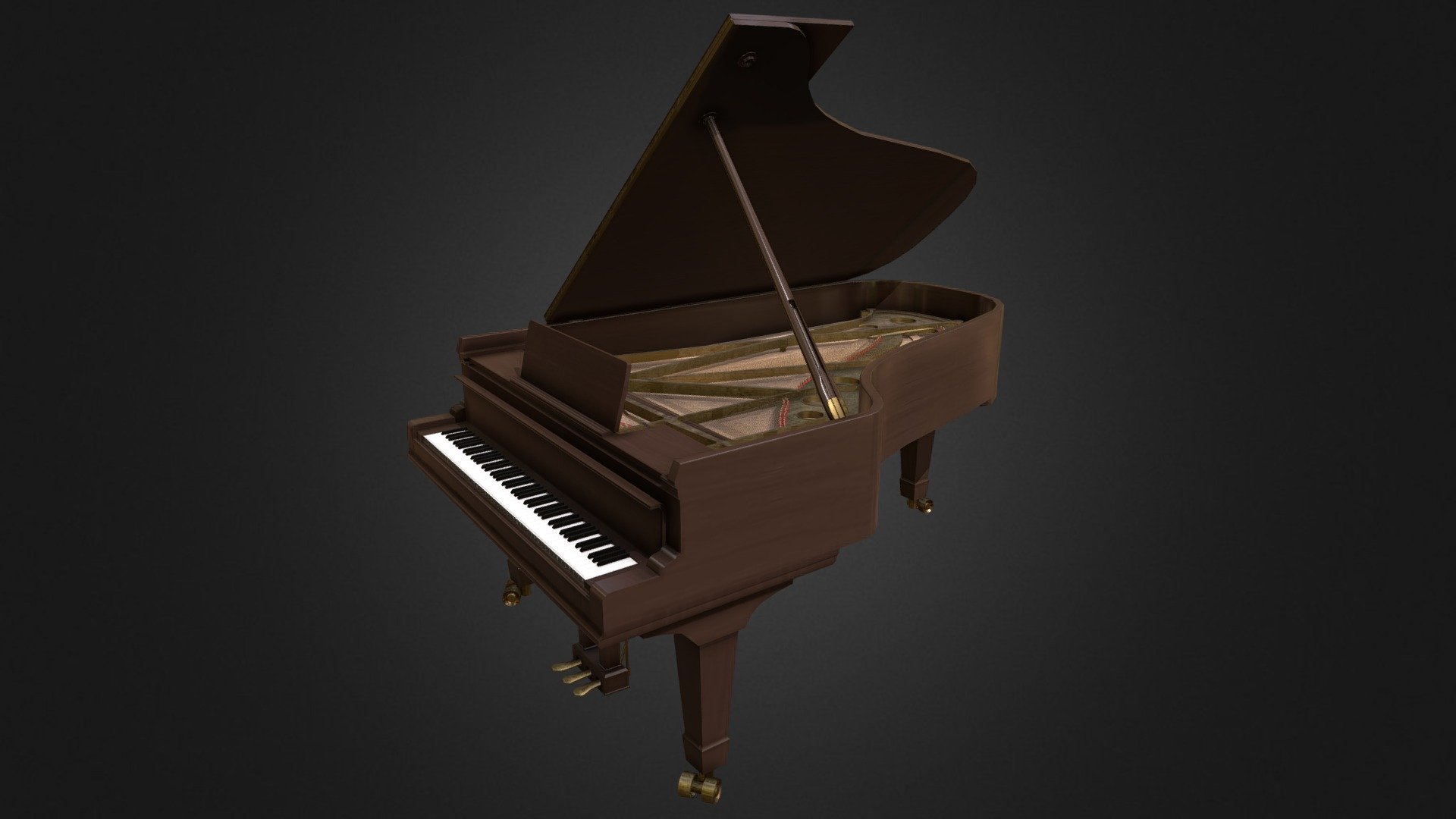 Based off of a Weinbach piano and the 1885 patent blueprints for a Steinway.
https://artstn.co/m/yklG

I tried to kept the look just generic enough that with a little texture altering to make it darker or lighter this piano could work for just about any scene, such as a concert setting, a living room setting, a &ldquo;Tom cuts the rope and tries to smash Jerry