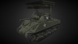 M4A2 Sherman & T34 Calliope ww2, army, hard-surface, sherman, tank, calliope, usa
