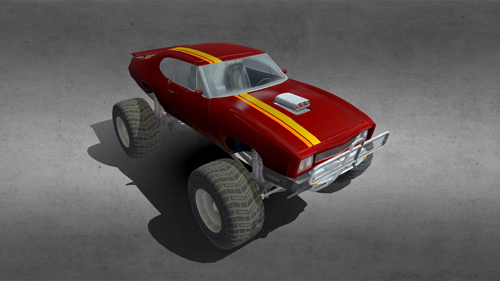 a model of a Pontiac GTO monster car/Big Wheel - Pontiac GTO Monster Car - 3D model by deklox 3d model