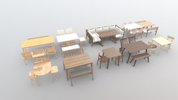 Table Set Pack | Blender-UE5-C4D-3DS-max | 1 architectural, furniture, table, subtancepainter, maya, blender, interior