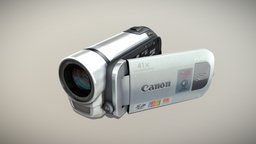 Canon FS400 Silver camcorder cinema, film, make, picture, camera, motion, movie, recorder, held, hand-held, camcorder, videocamera, low-poly, 3d, low, poly, model, digital, video, hand