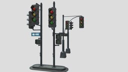 traffic lights with 4k texture clean and dirty