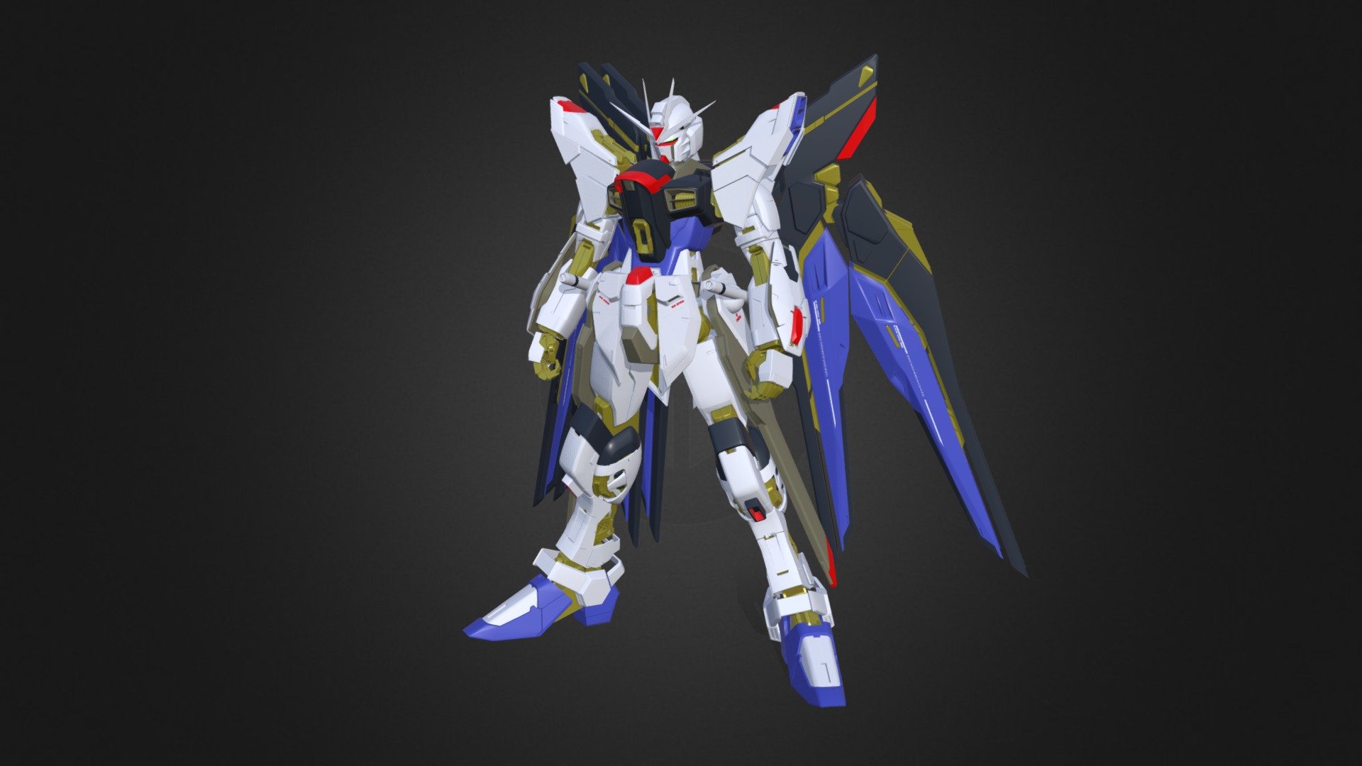 The ZGMF-X20A Strike Freedom Gundam (aka Strike Freedom, Freedom) is the successor of the ZGMF-X10A Freedom Gundam. Appearing in Mobile Suit Gundam SEED Destiny, it is piloted by Kira Yamato 3d model