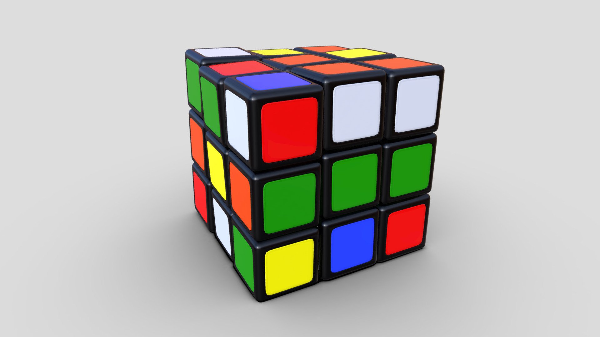 Here's a Rubik's Cube model I made with Blender.
Watch the tutorial here: https://www.youtube.com/watch?v=wLpVTUmwP8s&amp;t=1872s
See the final Render here: https://ryankingart.wordpress.com/2020/02/08/rubix-cube-blender-2-8-tutorial/ - Photorealistic Rubik's Cube - Buy Royalty Free 3D model by Ryan King Art (@ryankingart) 3d model