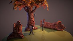 Autumnal Village Assets medieval, stylised, dmu, lowpoly, gameart