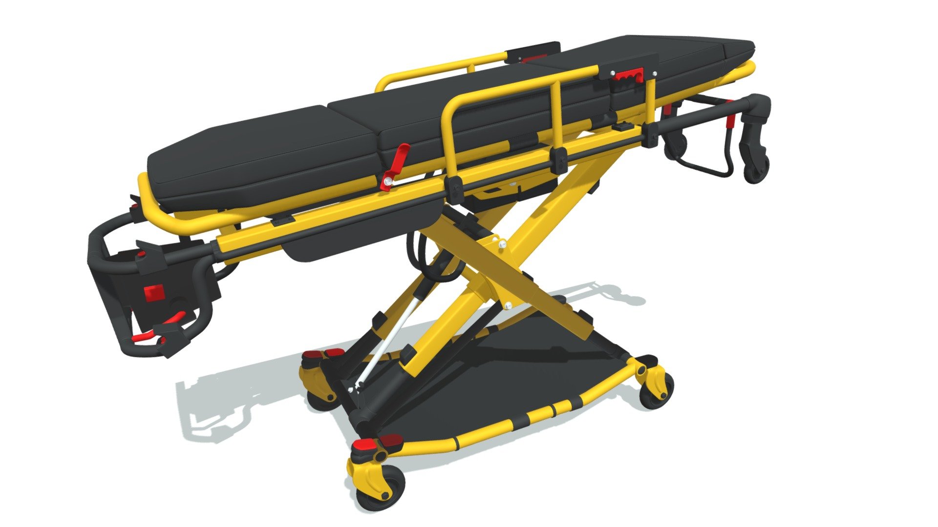 High quality 3d model of ambulance stretcher trolley 3d model