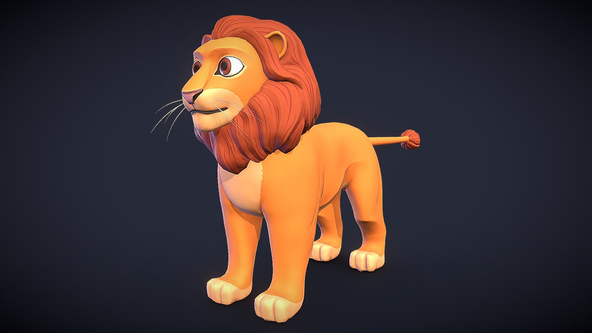 Cartoon model of a lion. 8700 faces, 16802 triangles, 17297 edges. Textures 2048 (Bace Color, Normal) - Lion - 3D model by Ramzein 3d model