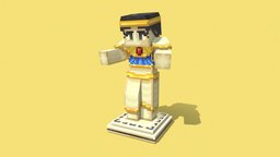 Statue of the Goddess of Death dead, god, statue, blockbench, minecraft, lowpoly, gold, knefmtiti