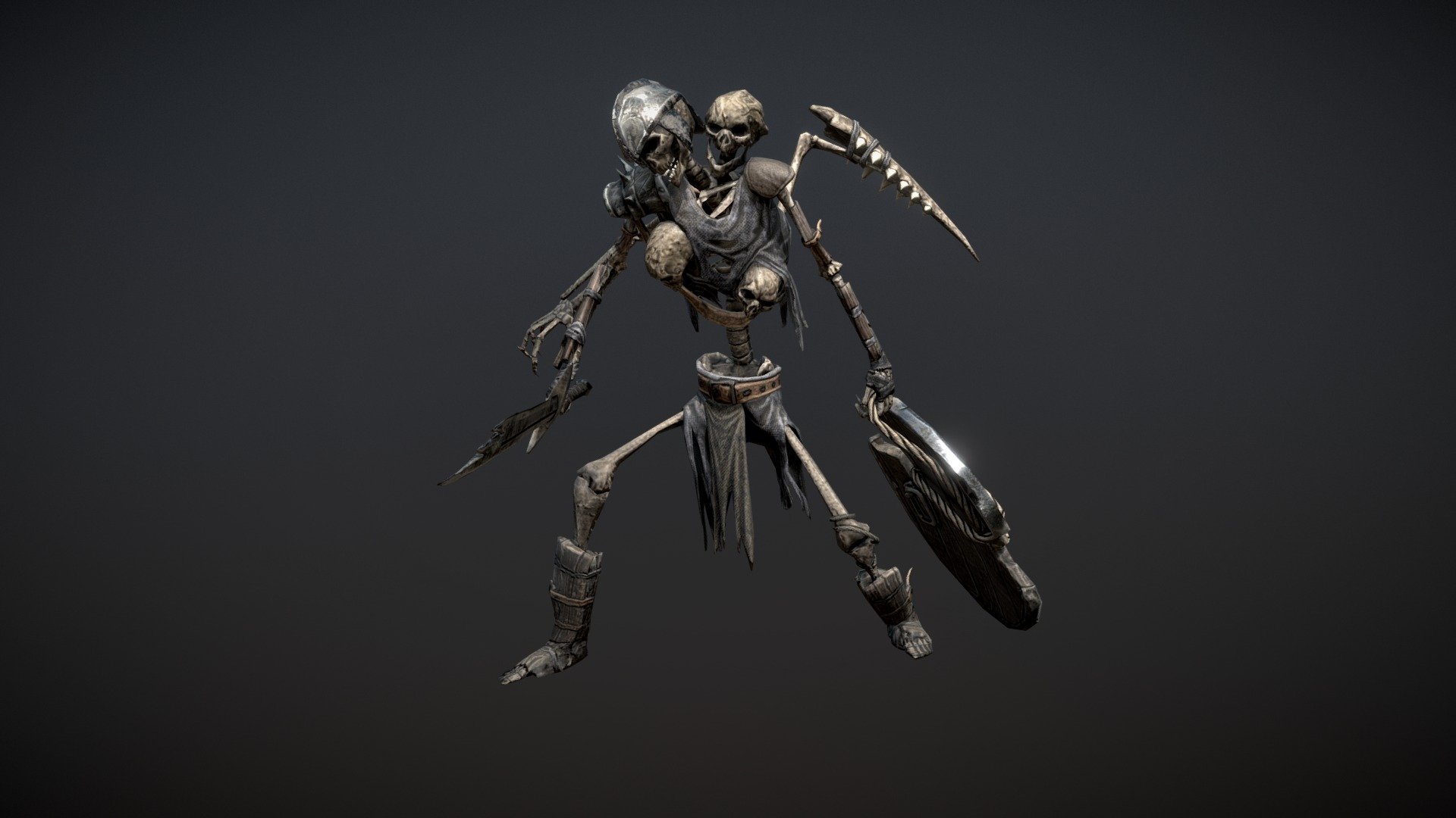 Mob for mobile game.. 
Modeled and animated in Blender - Skeleton Warrior - 3D model by Aleksandr Boitsun (@Aleks41) 3d model