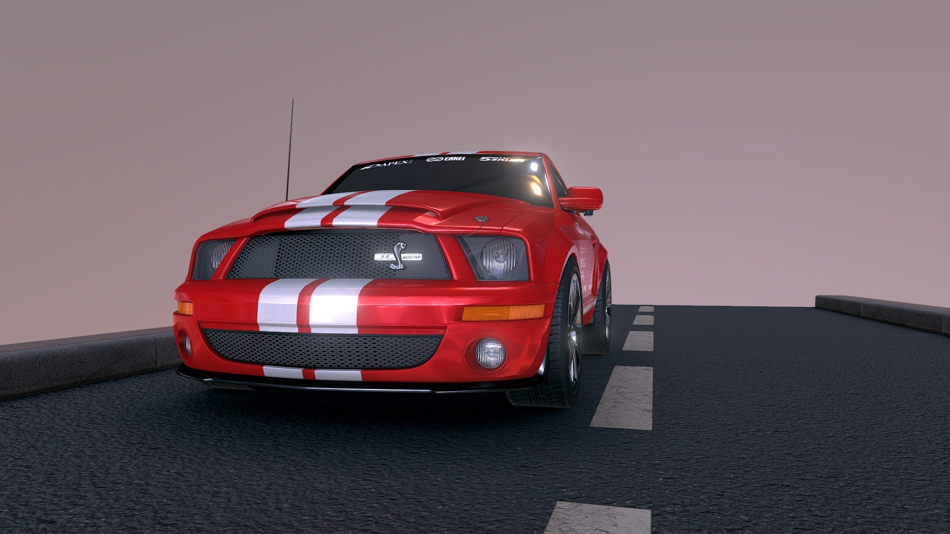 Ford Shelby GT500 little Car  Driveing on the road - Ford Shelby GT500 little Car - 3D model by kyzy_10642 3d model