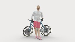 man with bicycle 1097 bicycle, style, people, miniatures, realistic, sportsman, character, 3dprint, model, man, sport