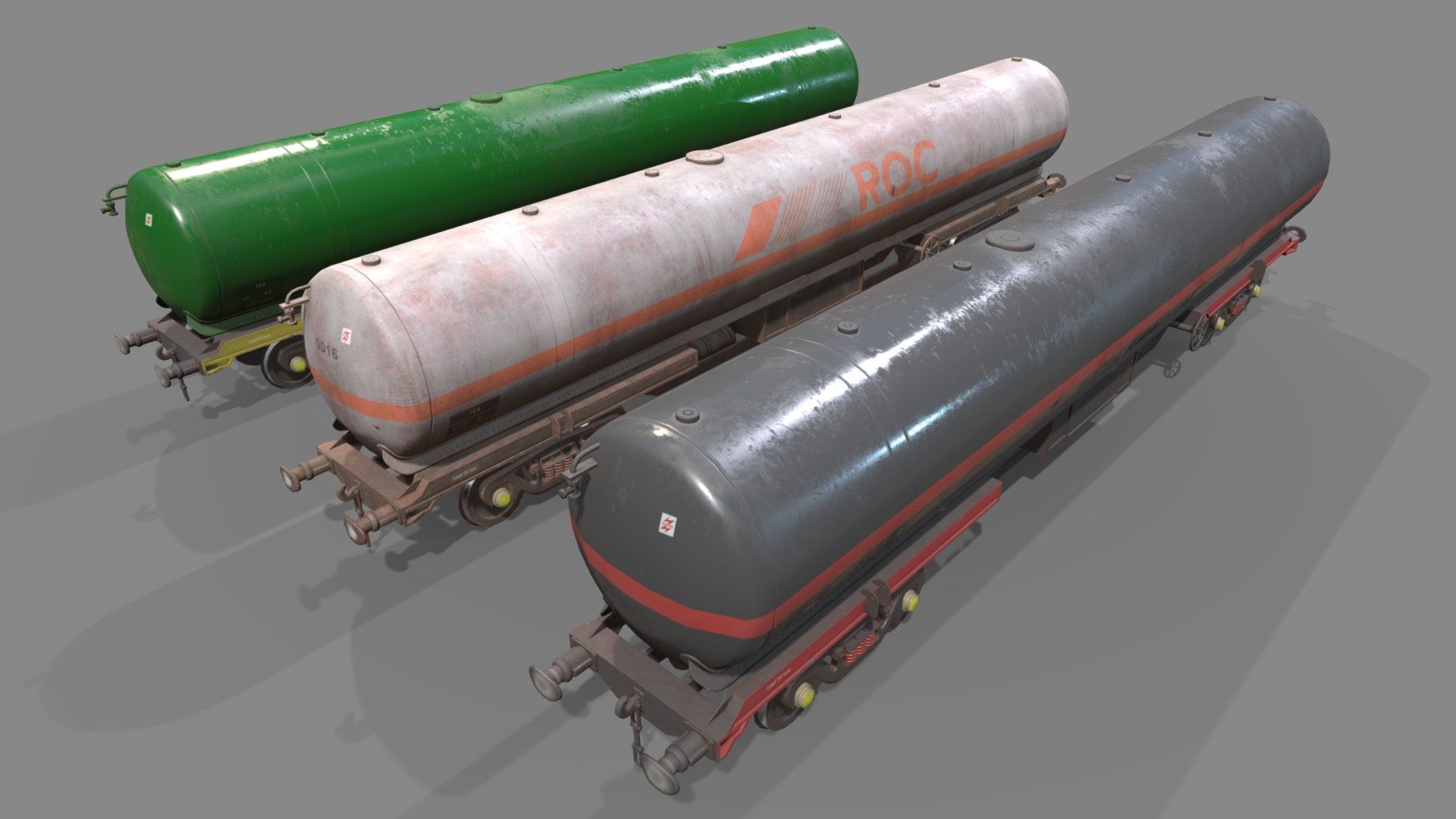 Double bogie TEA Wagon (game ready)

11128polys, 12824 verts, 22824 tris each

Body PBR texture 4096x4096 overlapping, Bogies and wheels 2048x2048 overlapping. Alternate basecolour texture. Wheels and bogies seperate entities with correct origins. Comes with a dirty and clean set with .psd masters colour for easy of colour and decal editing 3d model