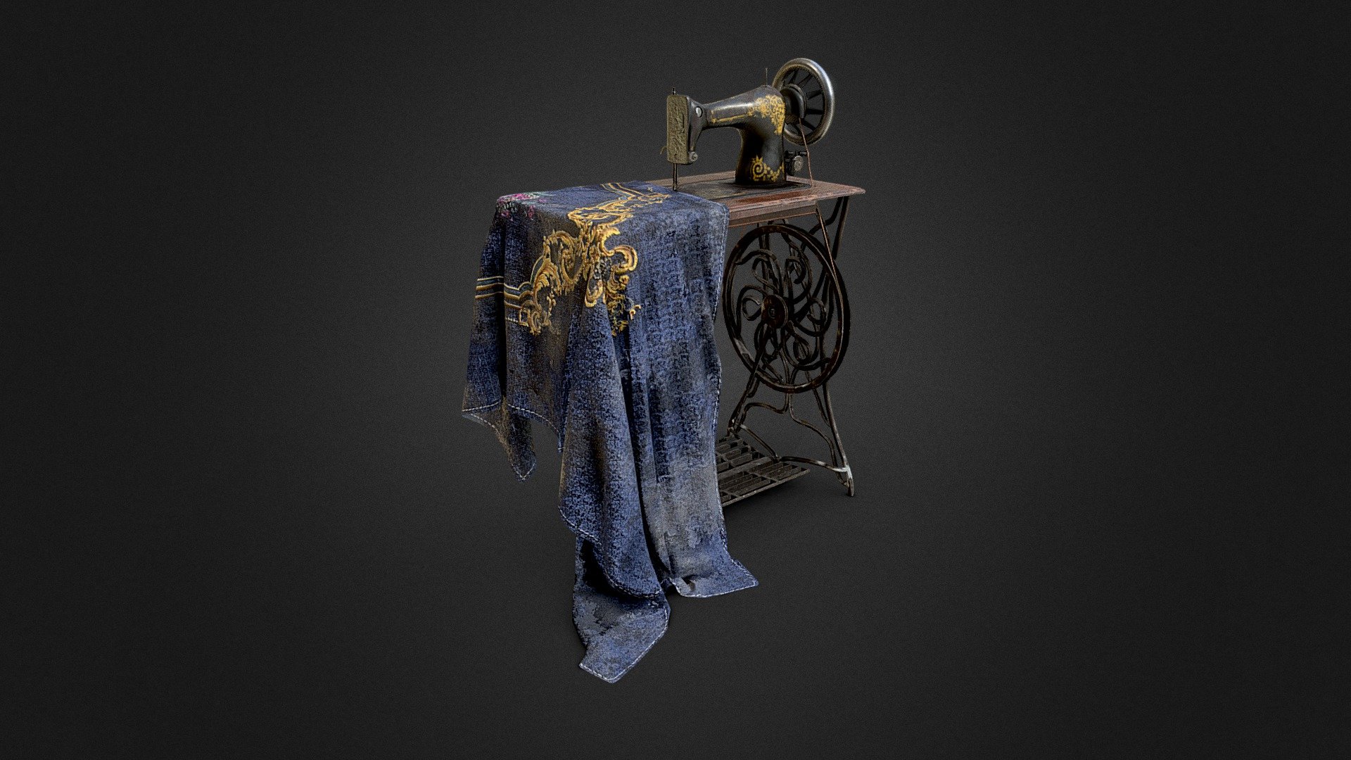 This vintage sewng machine model has four 2K custom texture materials, 4K textures can also be provided. The model was modelled in Blender and textured in Substance Painter. The textures are specific to an old tailor shop hence the worn look. Added in the cloth as a bonus for a purposes of functionality and story.
 - Old Sewing Machine - Download Free 3D model by CharlesNG 3d model